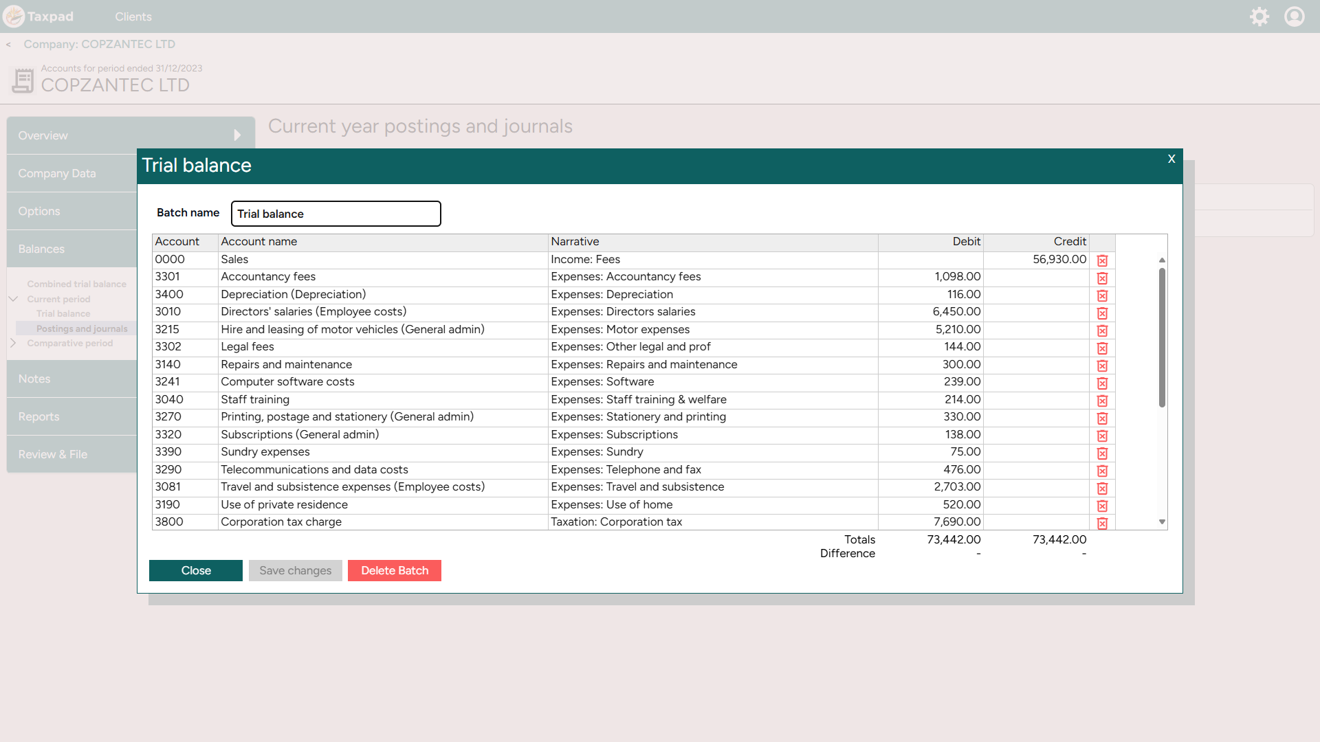 Trial Balance Input